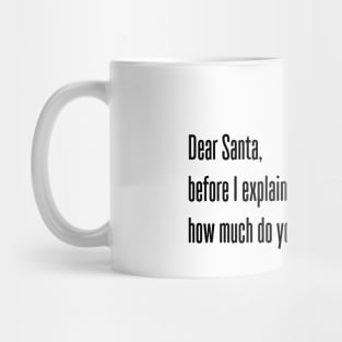 DEAR SANTA BEFORE I EXPLAIN HOW MUCH DO YOU KNOW Mug